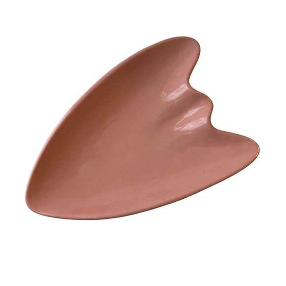 Mid Century Trinket Dish Pottery Petal Sculpted Atomic Mauve Vintage Coin Dish - Picture 1 of 7